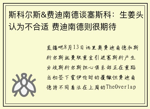斯科尔斯&费迪南德谈塞斯科：生姜头认为不合适 费迪南德则很期待